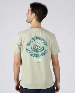 Deep Sea Flame Wales Mens Short Sleeve T-Shirt in Light Green