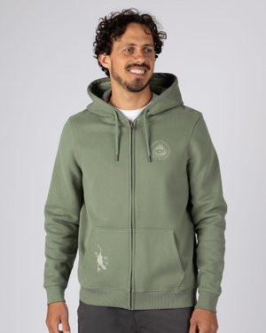 Origin Gecko Mens Zip Through Hoodie in Green