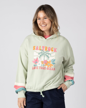 Sun Daze  Womens Pop Hoodie in Light Green