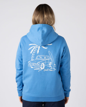 Driver Womens Zip Through Hoodie in Bright Blue