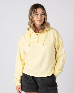 Delilah Womens Pop Hoodie in Light Yellow