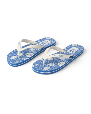 Island Tiles Womens Flip Flops in Bright Blue