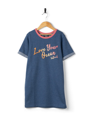 Rainbow Ocean Kids Dress in Dark Blue