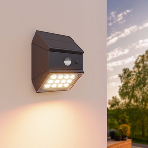 LED Applique Solaire Exterieur avec Détecteur - Orientable - Noir - 2700K/4000K/6500K - IP65