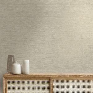 Holden Decor Grasscloth Texture Cream Metallic Wallpaper - 66230