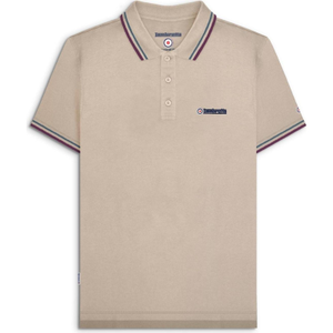 Lambretta Mens Twin Tipped Retro Polo Shirt - 2XL / Stone/Moonlit/Blue