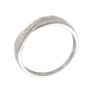 Pre-Owned 9ct White Gold Diamond Crossover Wave Dress Ring