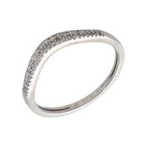 Pre-Owned 9ct White Gold 0.10ct Diamond Set Wave Wishbone Ring