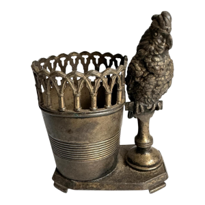 James W. Tufts Toothpick Holder Bird Cockatoo Silver Plated Match Holder