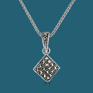 Signature Silver Marcasite Square Pendant