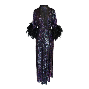 Marlene Wrap Dress In Black Amethyst (XL)