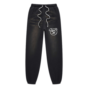 Universal Fit Graffiti Teddy Bear Cotton Espresso Vintage Wash Joggers (S)