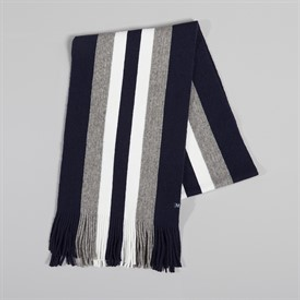 Crew Clothing Mens House Stripe Scarf Navy Grey
