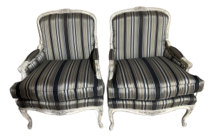 1980s Pair of Louis XV Style French Bergere Chairs