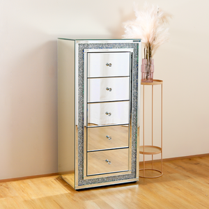 Freya & Sol Glam Mirrored Diamond LED Tall Boy