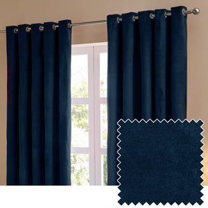 Furn Ultimate Velvet Ready Made Eyelet Blackout Curtains Royal
