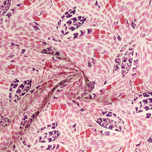 Tissu popeline de coton fantaisie - Plumes roses