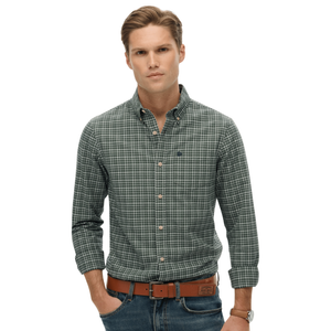 Superdry Mens Premium Check Oxford Long Sleeve Shirt - L / Ice Green Shadow