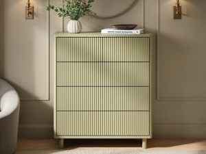 SOLACE+CO Velmor Ribbed Chest of 5 Drawers Olive Green