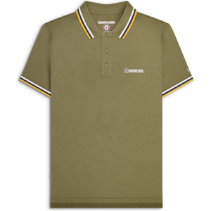 Lambretta Mens Triple Tipped Polo Shirt - XL / Khaki/White/Navy/Gold