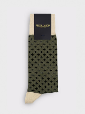Green Cross Design Supima Cotton Socks