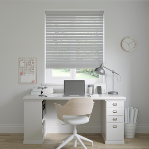 Eclipse Silver Grey Fine Grain Faux Wooden Blinds 50mm: 1530mm x 1430mm Recess