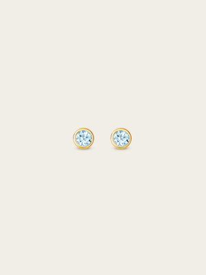 Gigi Natural Aquamarine 9K Yellow Gold March Birthstone Stud Earrings