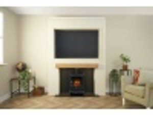 Acantha Pre-Built Stove Media Wall 2 with TV Recess & Aviemore Electric Stove in Black