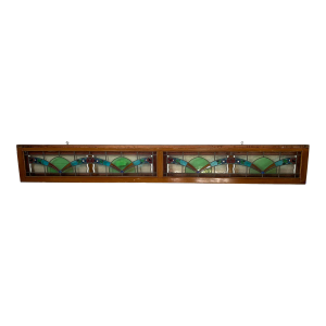 Mid 20th Century Rose Pattern Long Stained Glass Window