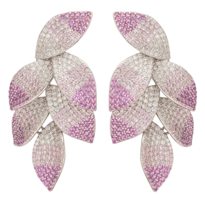 Camillia Flower Drop Earrings Pink Silver