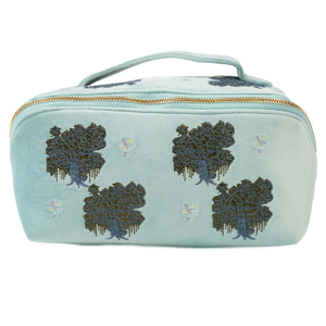 Embroidered Velvet Cosmetic Bag Blue Moss Trees (one size)