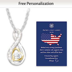 Genuine Diamond Unwavering Support USCG Pendant Necklace