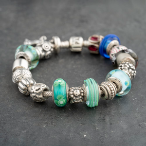 Pre-Owned Pandora Silver Multi Stone Pandora Assorted 8.5 Inch Charm Bracelet 41221389