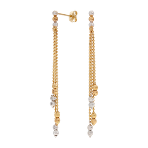 Pre-Owned 18ct Yellow & White Gold Beaded Drop Earrings
