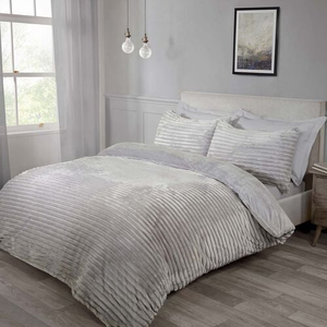 DOUBLE DUVET COVER Cord Fleece Grey