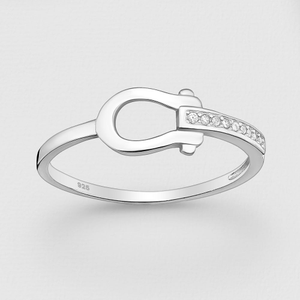 Signature Silver Zirconia Horse Snaffle Ring