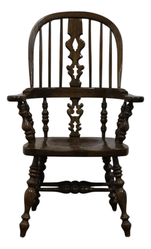 Ethan Allen Royal Charter Collection Solid Oak Bowback Windsor Dining Arm Chair 16-6000a