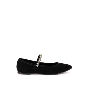 Assisi Fine Suede Mary Jane Ballet Flats In Black By Rag & Co (6 UK)