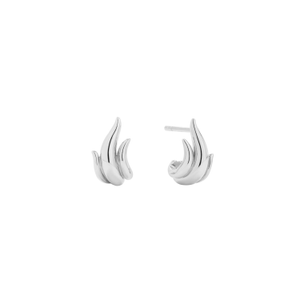 Flame Stud Earrings In Silver