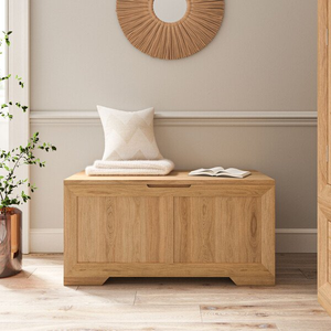 Bevel Natural Solid Oak Blanket Box