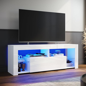 ELEGANT TV Stand Cabinet Unit with 16 RGB LED Lights White - 1400x350x505mm