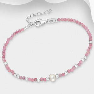 Signature Silver, Pink Tourmaline & Pearl Beaded Bracelet