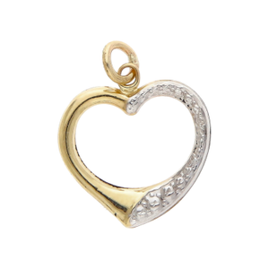 Pre-Owned 9ct Yellow & White Gold Lightweight Heart Pendant