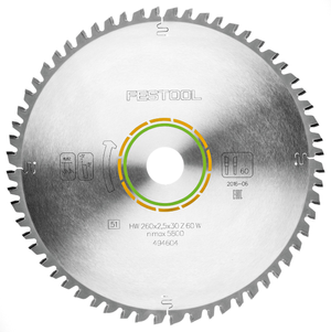 Festool 260mm 60T Wood Mitre Saw Blade for KS 120 260x2.5x30mm (No Box) 494604