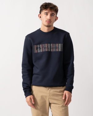 PS Paul Smith Mens Regular Fit Stitch Stripe Logo Sweatshirt - 49 Very Dark Navy
