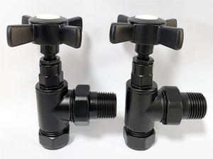 Pair of Traditional Cross Headed Angled Manual Valves - Black