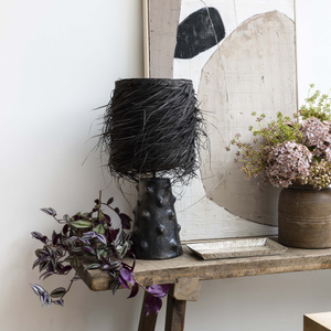 Black Shaggy Palm Lamp, Medium