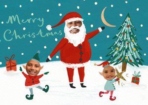 Santa & Elves Illustrated Merry Christmas Card