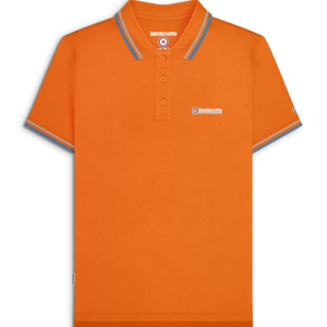Lambretta Mens Twin Tipped Retro Polo Shirt - XL / Orange/Sky/Dark Blue