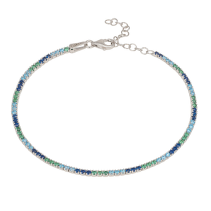 Tennis Bracelet Blue And Green Cz Silver